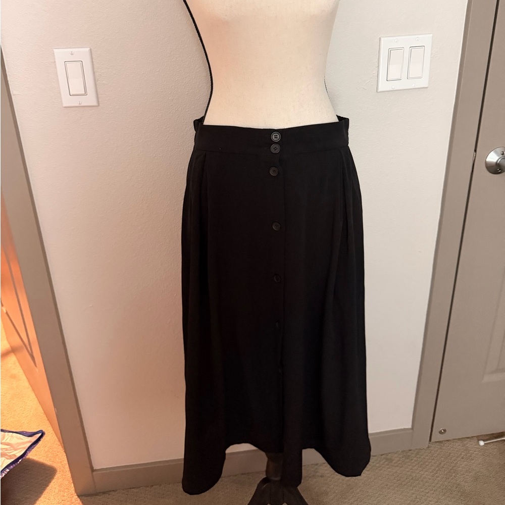 Monki Black Button-Front Midi Skirt